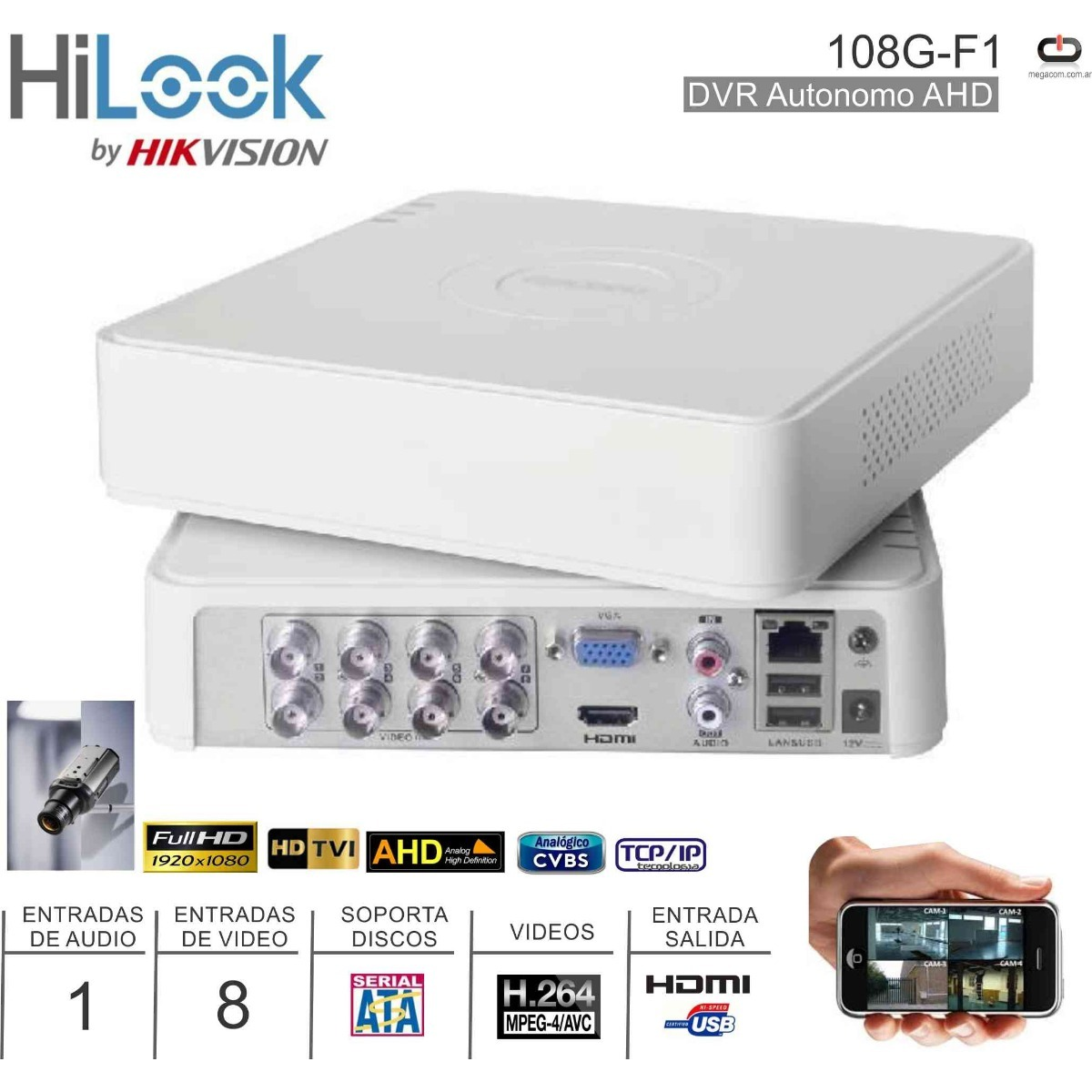 Dvr108GF1 Mini Dvr 8Ch Turbo Hd 1Bahia/6Tbh.264+ 2Ch Ip 30Fps Hdmi